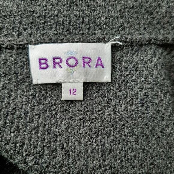 BRORA Merino Cashmere Blend Full Zip Knit Moto Style Cardigan Jacket Grey Sz S - Picture 12 of 15